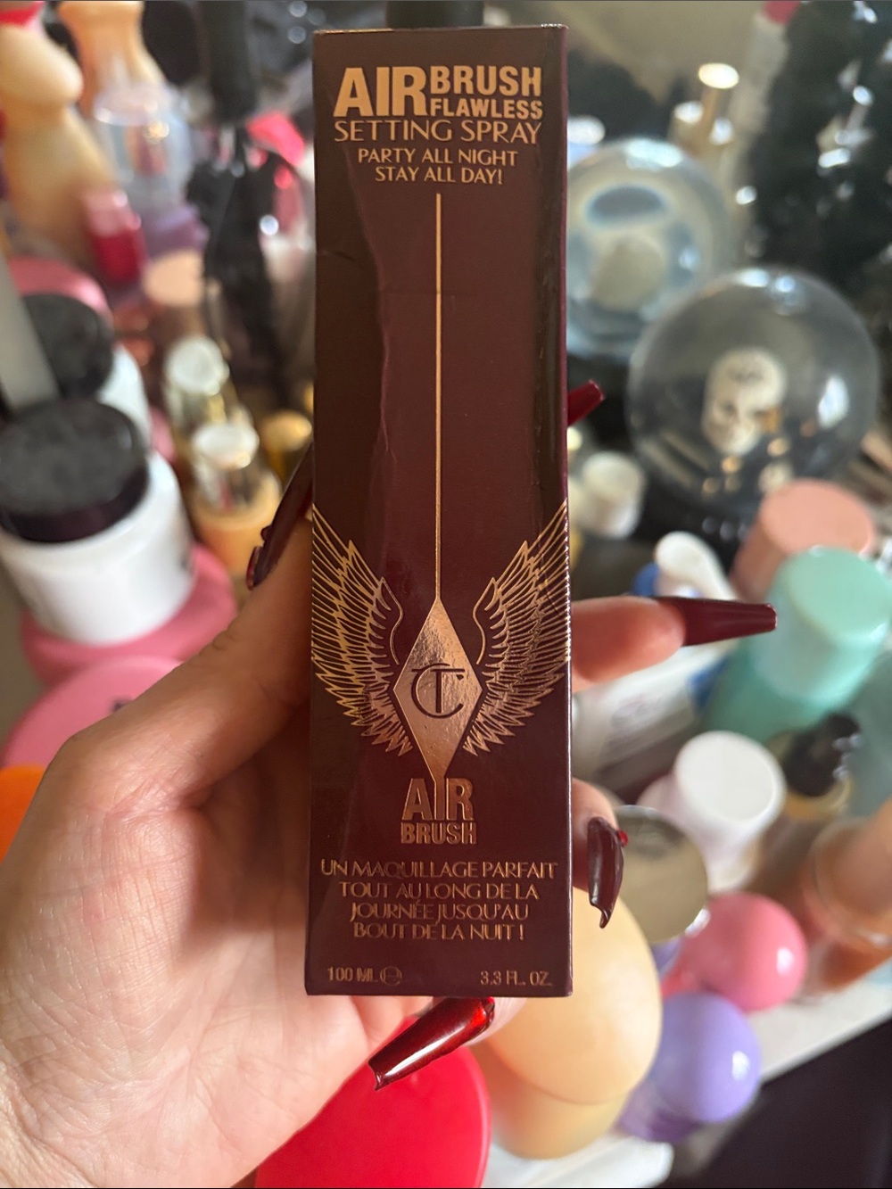 Charlotte Tilbury Airbrush Flawless Setting Spray — Burgundy Box
